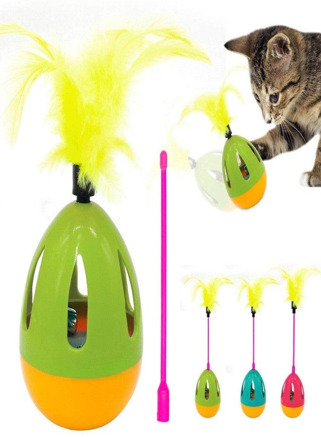 THE DDS STORE Cat Toy Interactive Rolly Polly Tumbler with Feather Toy & Treat Despensing Toy Feather Toy (Color May Vary) - Image 2